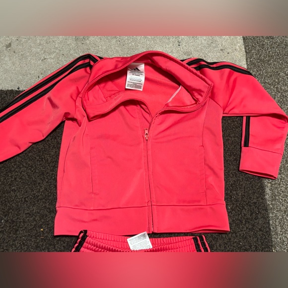 Adidas kids Size 24M Pink 3 Stripe Pull On Elastic Waist Crop Track Pants - Picture 5 of 6